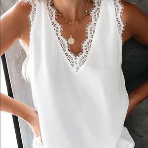 White Lace Tank Top FITS MORE LIKE A LARGE